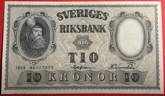 Sweden - 10 Kronor 1958 P#43f Kvalitet 01/0