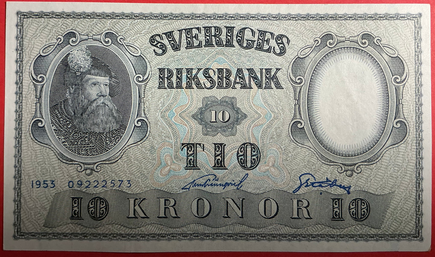 Sweden - 10 Kronor 1953 P#43a Kvalitet 01/0