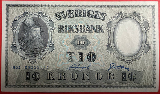 Sweden - 10 Kronor 1953 P#43a Kvalitet 01/0