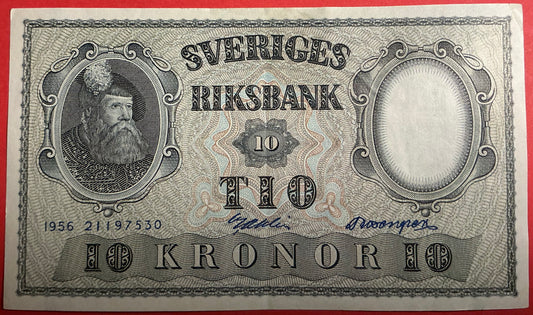 Sweden - 10 Kronor 1956 P#43d Kvalitet 01/0
