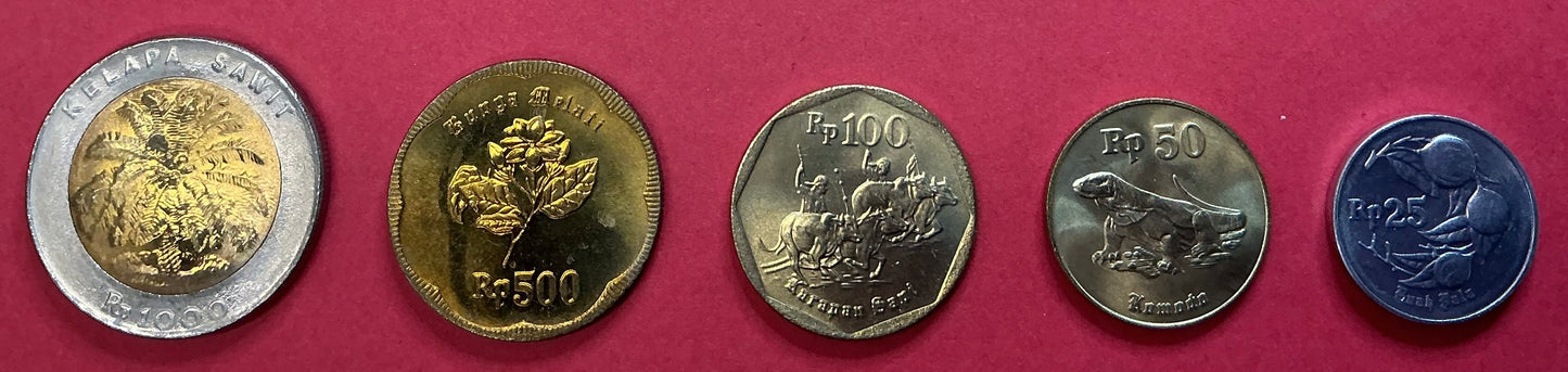 Indonesia - 5 Different 1992-1996 Type Set Unc.