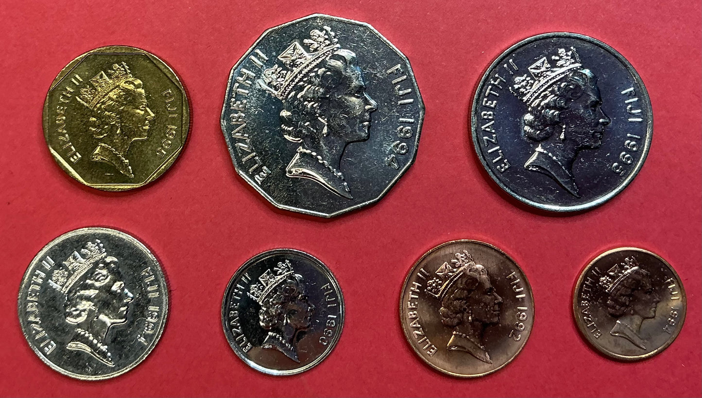 Fiji - 7 Different 1990-1995 Type Set Unc.