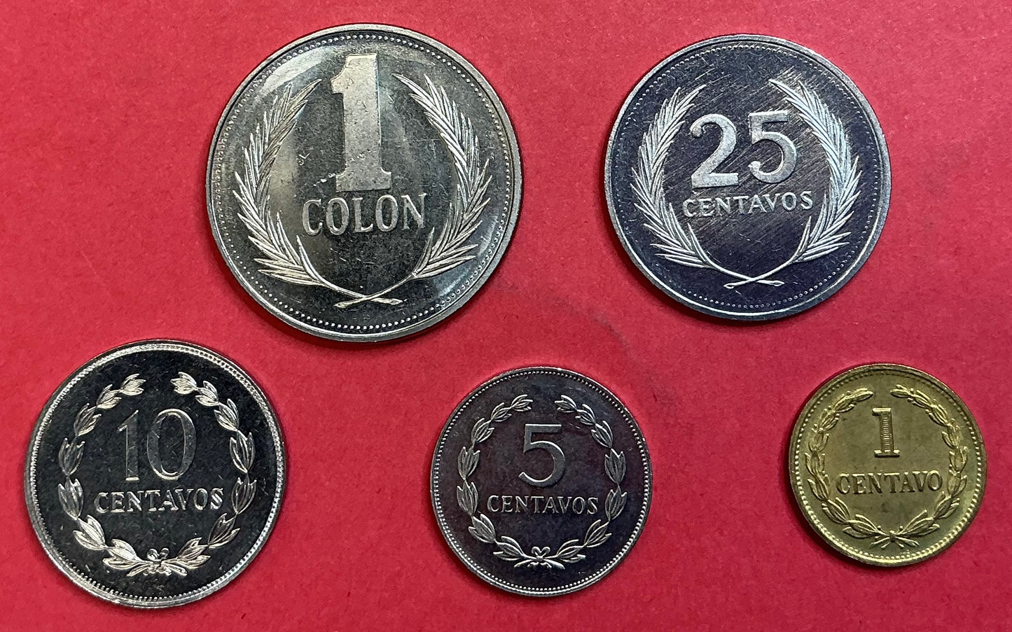 El Salvador - 5 Different 1987-1991 Type Set Unc.