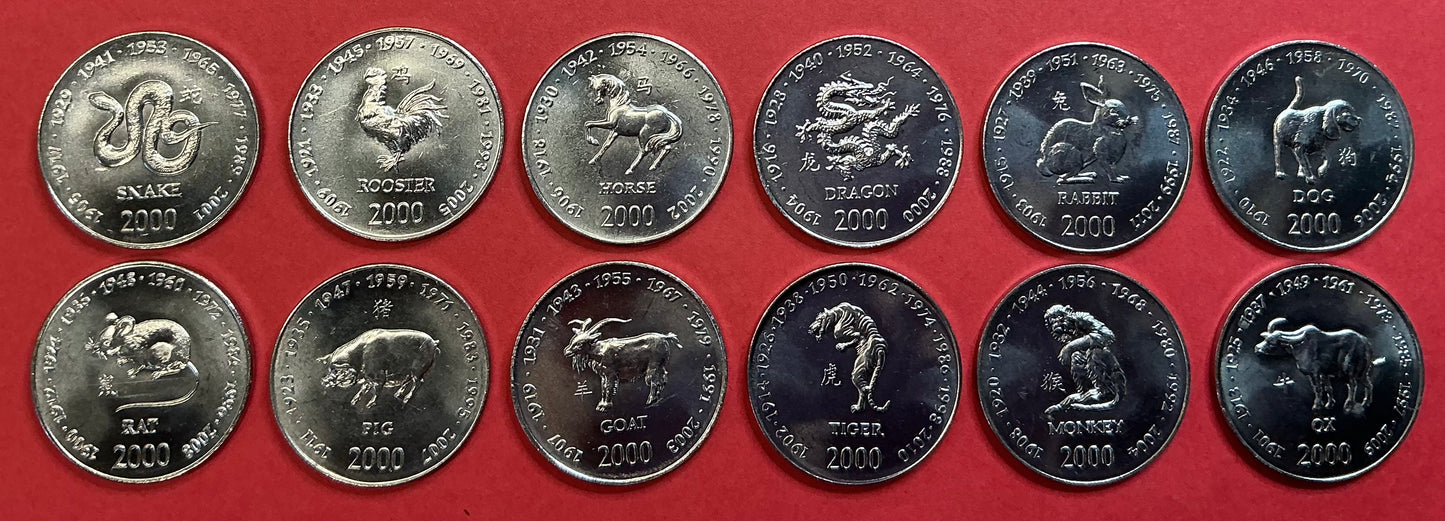 Somalia - 12 Different 10 Shillings 2000 Type Set Unc.