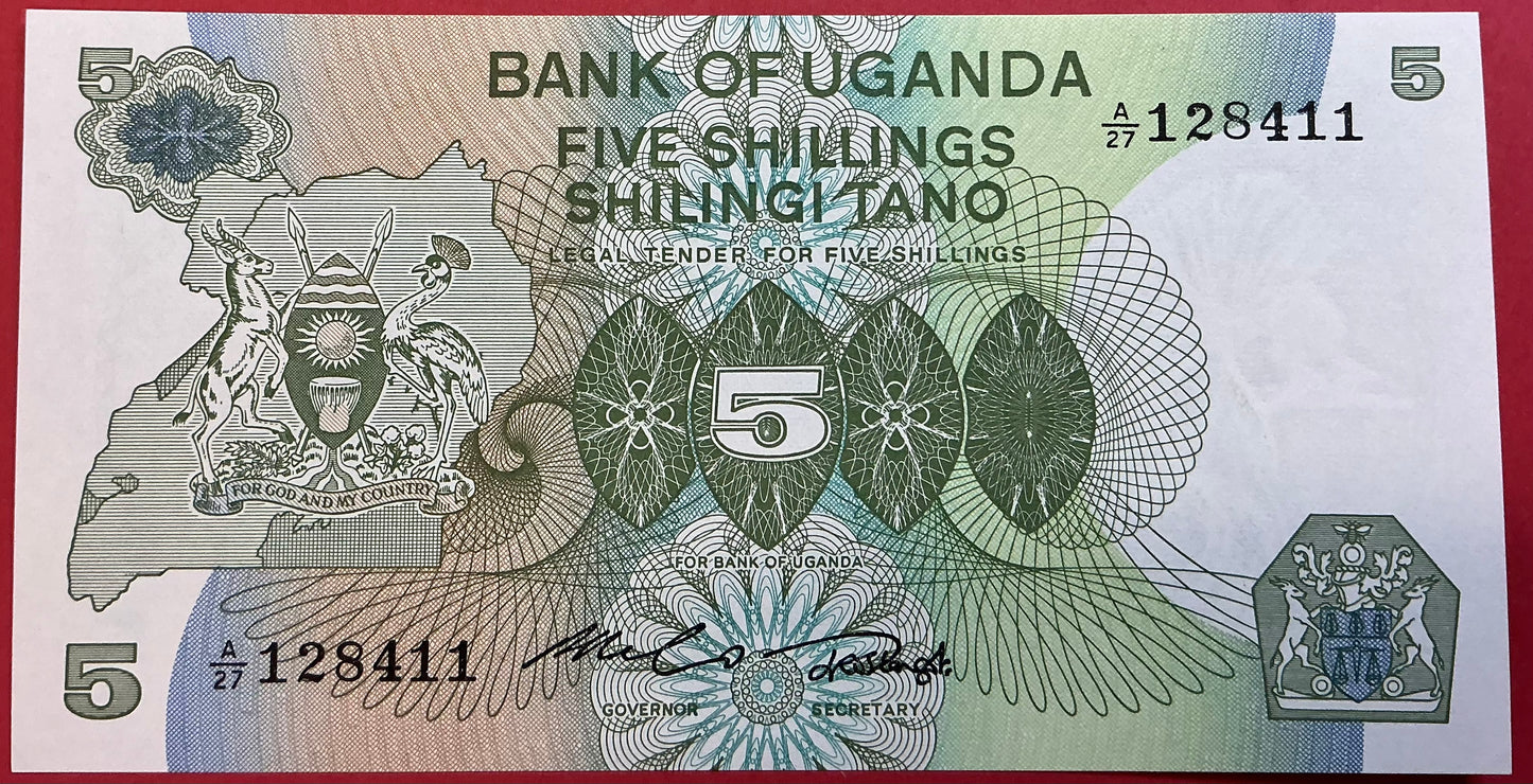 Uganda - 5 Shillings (1982) P#15 Kvalitet 0