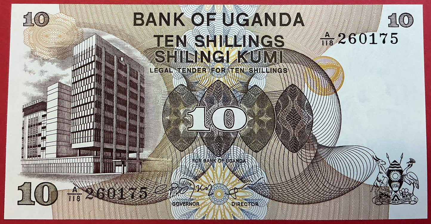 Uganda - 10 Shillings (1979) P#11b Kvalitet 0
