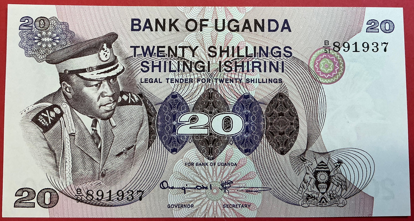 Uganda - 20 Shillings (1973) P#7c Kvalitet 0