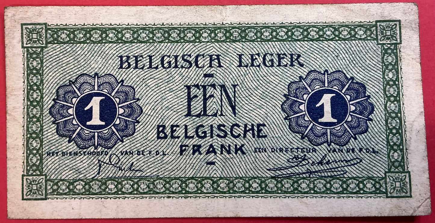 Belgium - 1 Franc 1.8.1946 *Military* P#M1a Kvalitet 1+