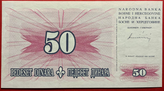 Bosnia Herzegovina - 50 Dinara 1994 P#43a Kvalitet 0