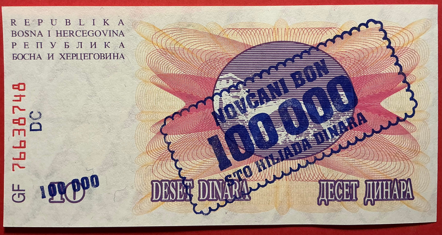 Bosnia Herzegovina - 100.000 Dinara 10.11.1993 P#34b Kvalitet 0
