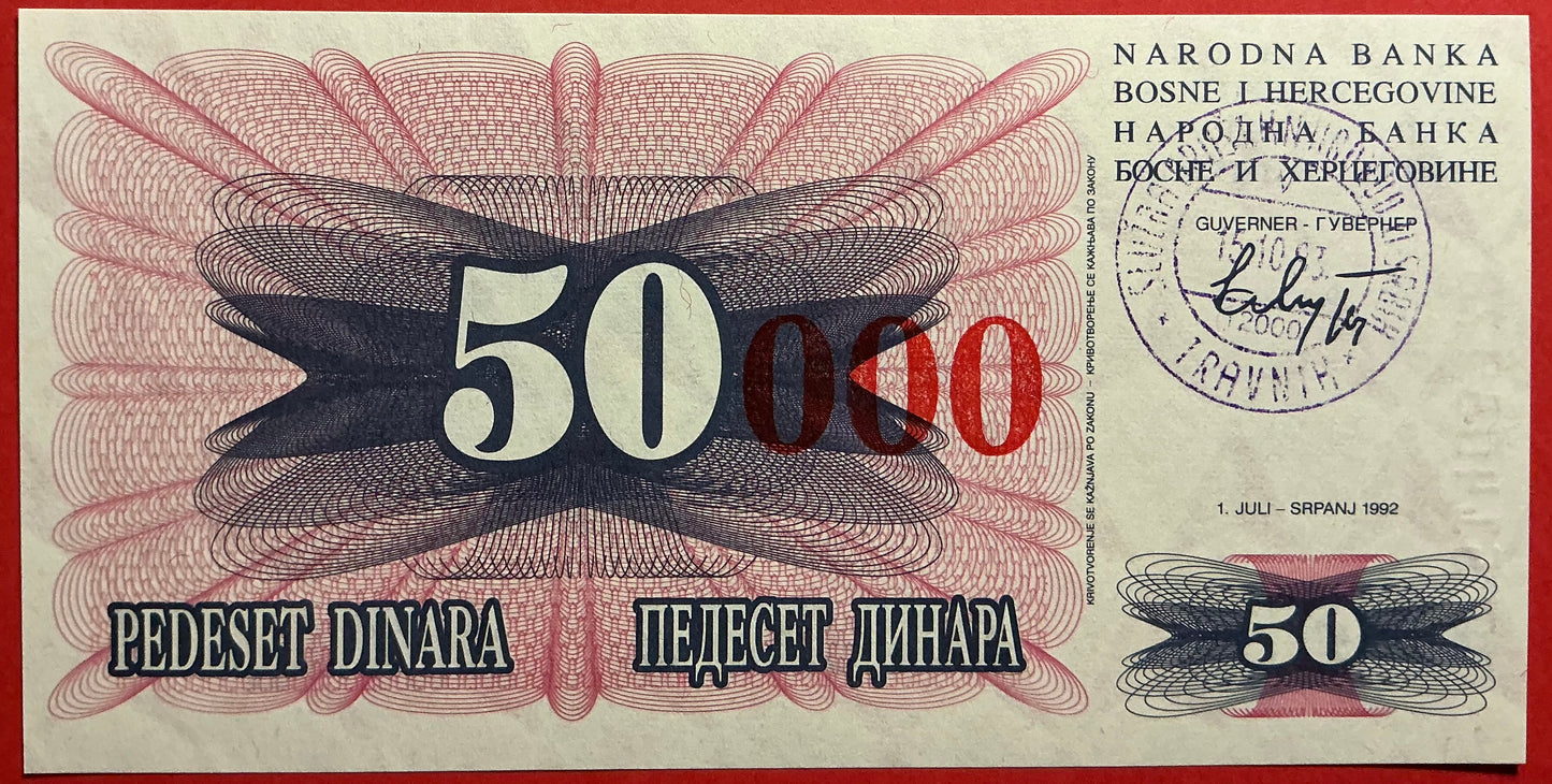 Bosnia Herzegovina - 50.000 Dinara 15.10.1993 P#55b Kvalitet 0