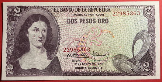 Columbia - 2 Pesos Oro 1.1.1973 P#413a Kvalitet 0