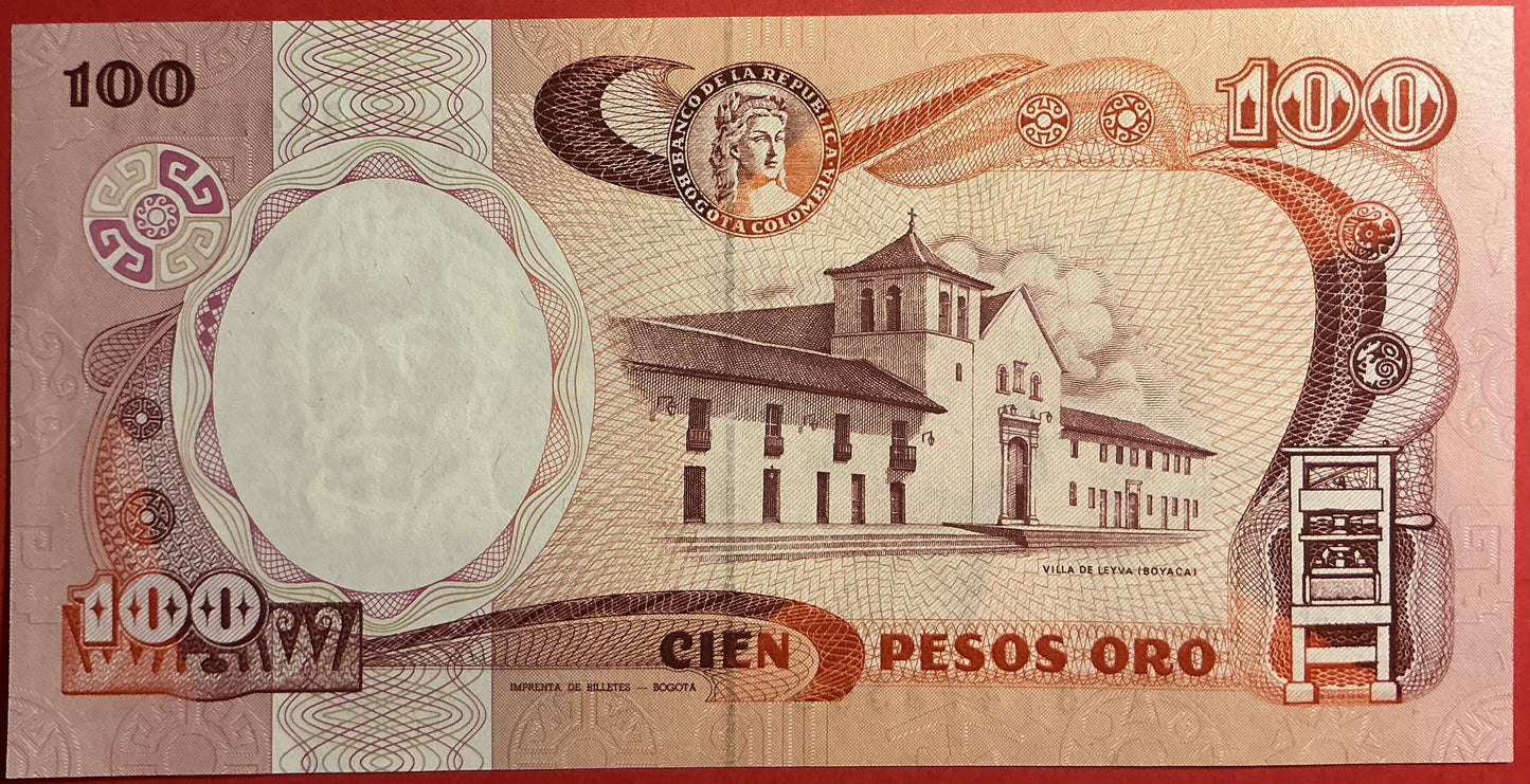 Columbia - 100 Pesos Oro 1.1.1986 P#426b Kvalitet 0