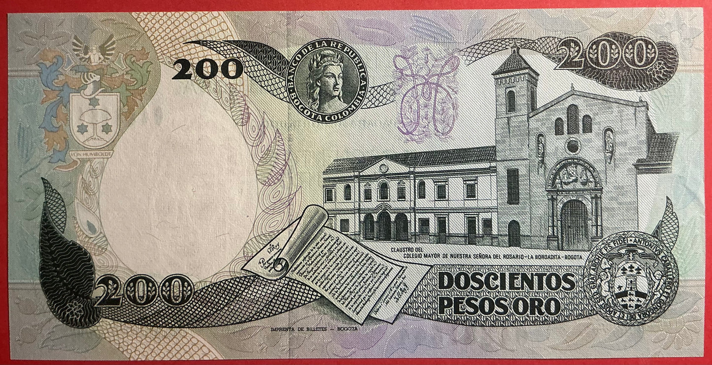 Columbia - 200 Pesos Oro 1.4.1989 P#429d Kvalitet 0