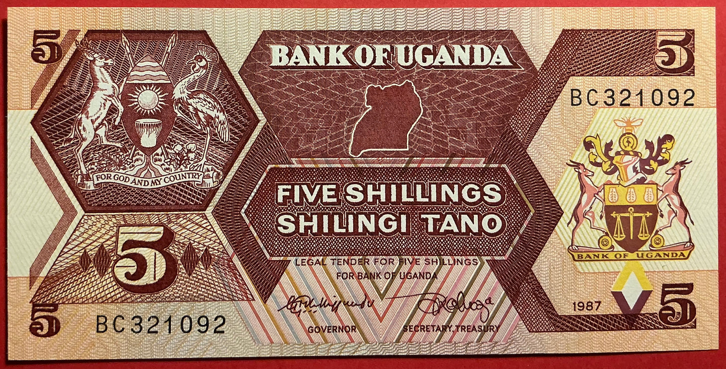 Uganda - 5 Shillings 1987 P#27 Kvalitet 0