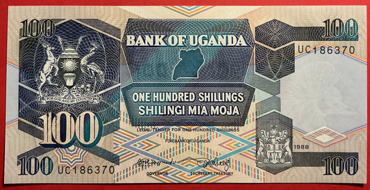 Uganda - 100 Shillings 1988 P#31b Kvalitet 0