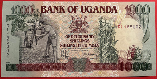 Uganda - 1000 Shillings 1991 P#34b Kvalitet 0