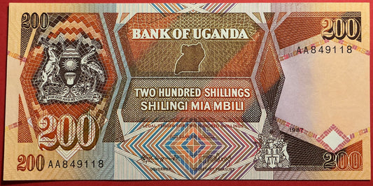 Uganda - 200 Shillings 1989 P#32a Kvalitet 0
