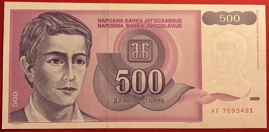 Yugoslavia - 500 Dinara 1992 P#113 Kvalitet 0