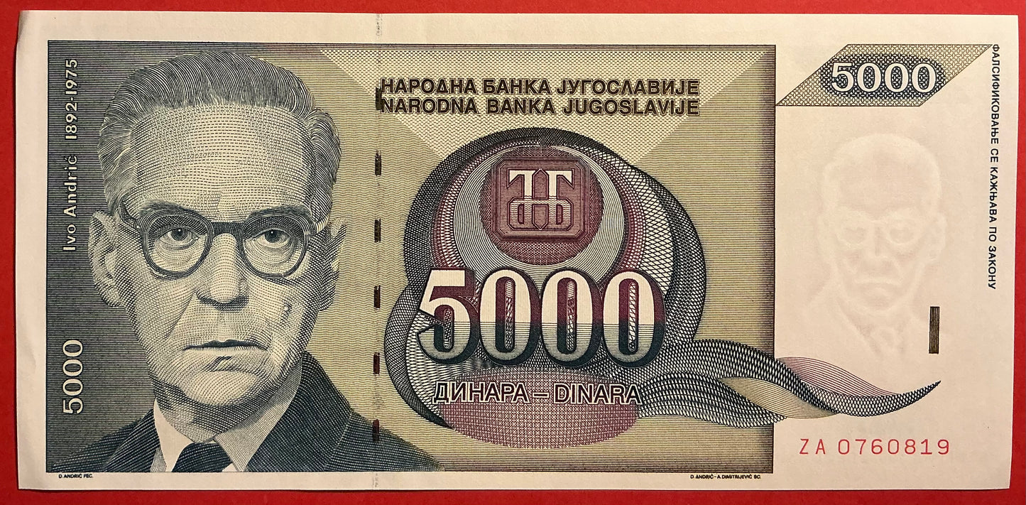 Yugoslavia - 5000 Dinara 1992 P#115 Kvalitet 01
