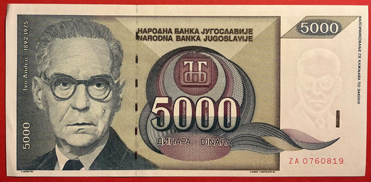 Yugoslavia - 5000 Dinara 1992 P#115 Kvalitet 01