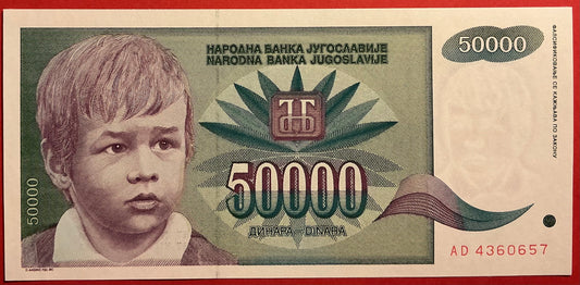 Yugoslavia - 50.000 Dinara 1992 P#117 Kvalitet 0