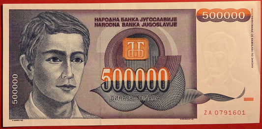 Yugoslavia - 500.000 Dinara 1993 P#119 Kvalitet 01