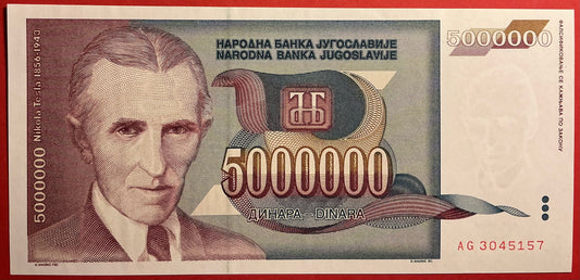 Yugoslavia - 5.000.000 Dinara 1993 P#121 Kvalitet 0