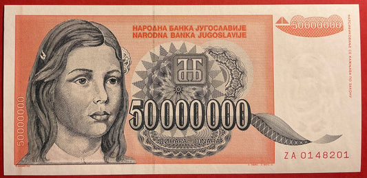Yugoslavia - 50.000.000 Dinara 1993 P#123 Kvalitet 0