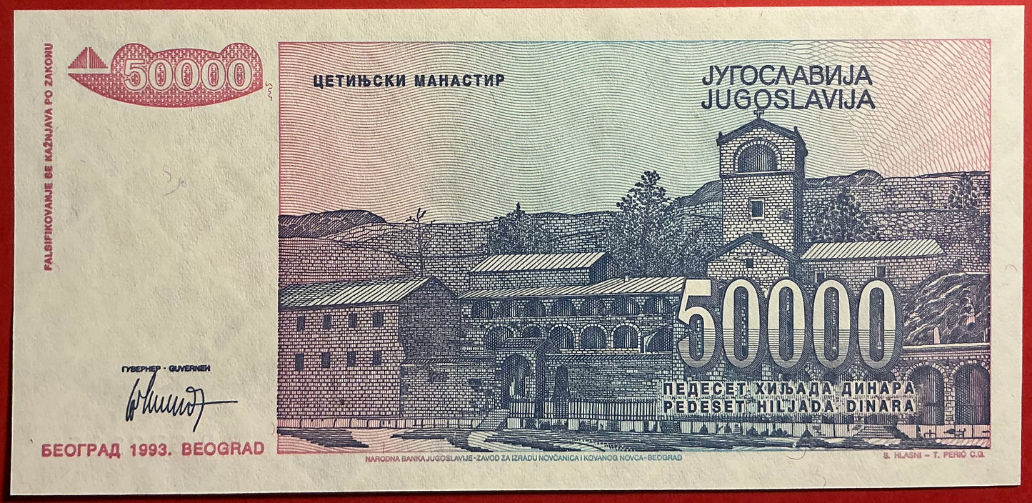 Yugoslavia - 50.000 Dinara 1993 P#130 Kvalitet 0