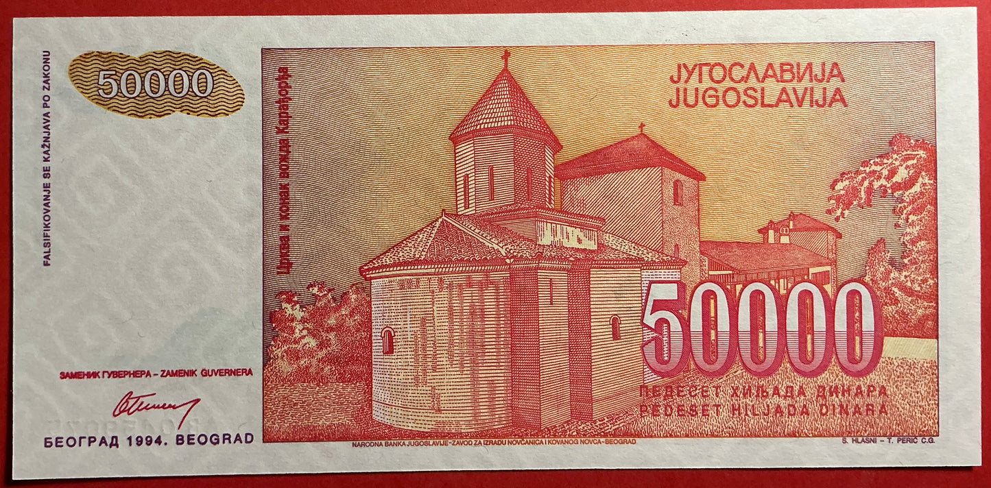 Yugoslavia - 50.000 Dinara 1994 P#142a Kvalitet 0
