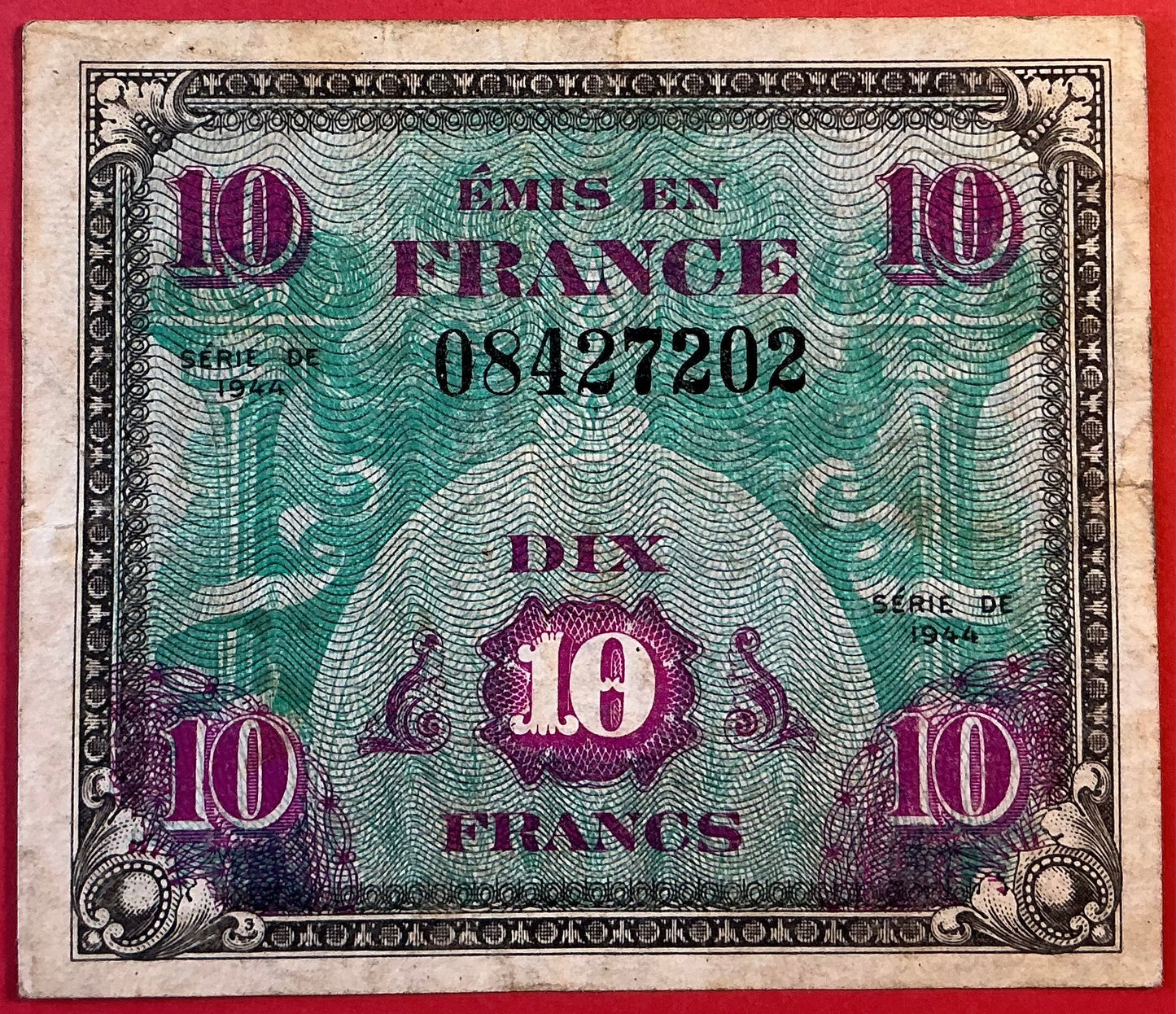 France - 10 Francs 1944 *Allied Military Currency* P#116a Kvalitet 1/1+
