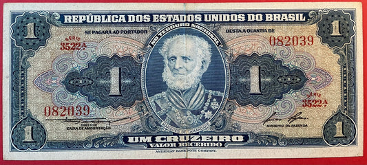 Brazil - 1 Cruzeiro 1954-58 P#150d Kvalitet 1+