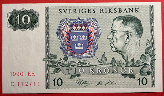 Sweden - 10 Kronor 1990 P#52e Kvalitet 01/0