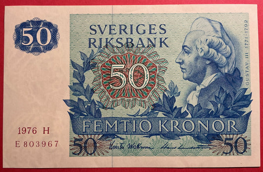 Sweden - 50 Kronor 1976 P#53c Kvalitet 01