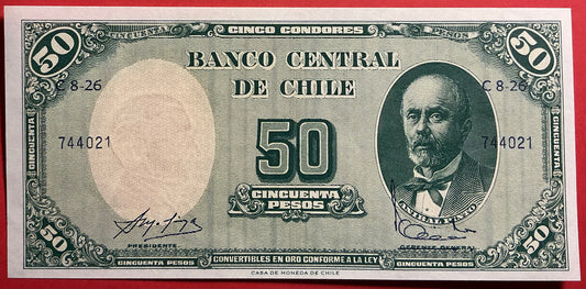 Chile - 5 Centesimos on 50 Pesos (1960-61) P#126b Kvalitet 0