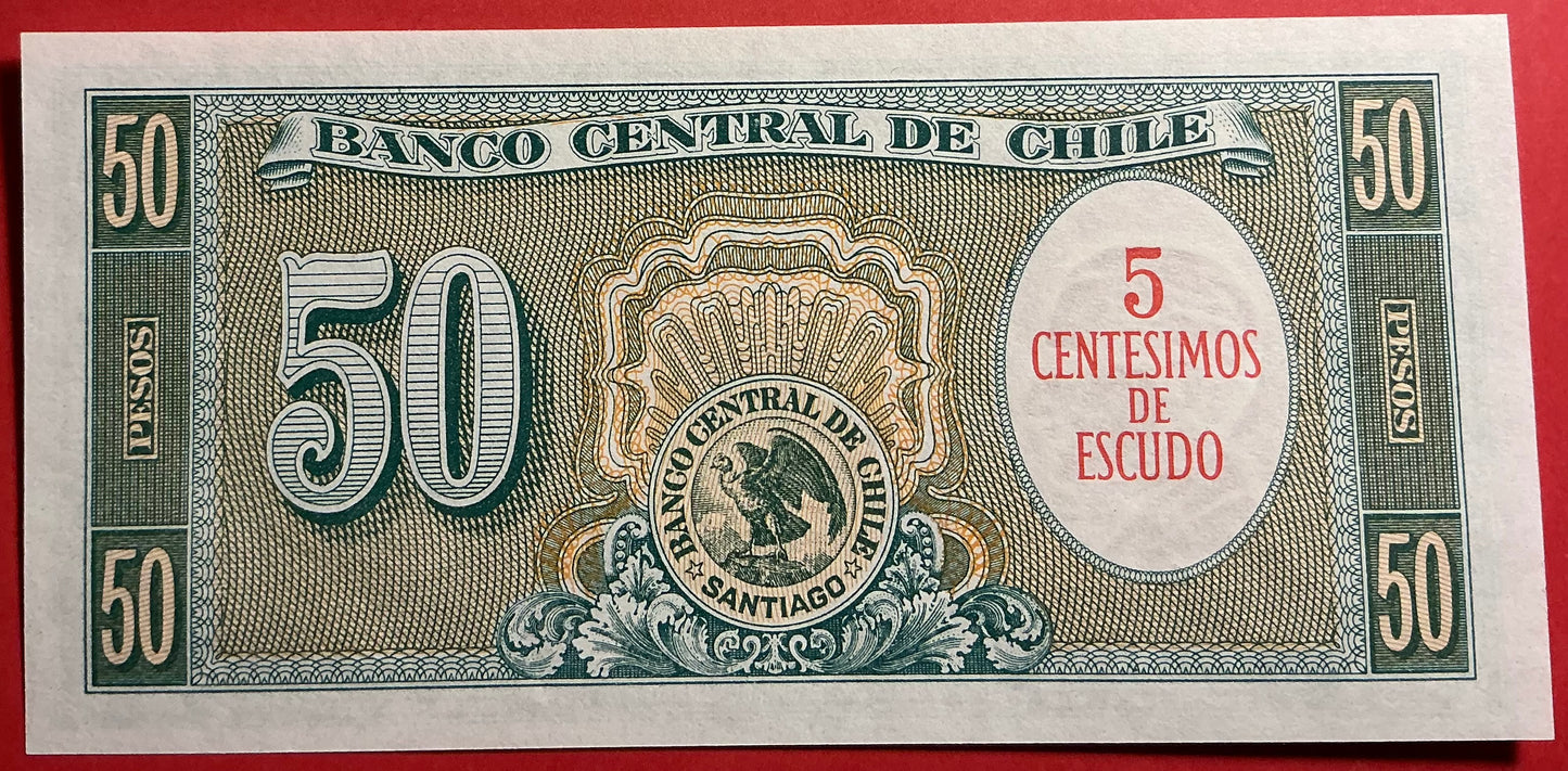 Chile - 5 Centesimos on 50 Pesos (1960-61) P#126b Kvalitet 0