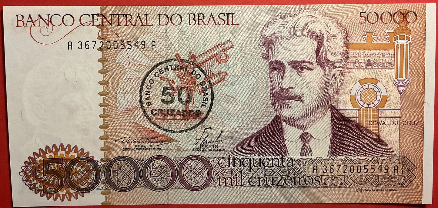 Brazil - 50 Cruzados on 50.000 Cruzeiros (1986) P#207a Kvalitet 0