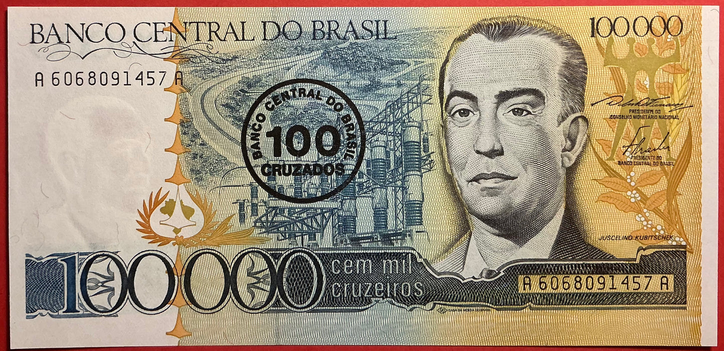 Brazil - 100 Cruzados on 100.000 Cruzeiros (1986) P#208a Kvalitet 0