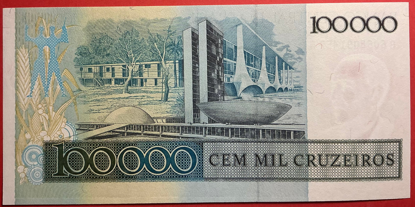 Brazil - 100 Cruzados on 100.000 Cruzeiros (1986) P#208a Kvalitet 0