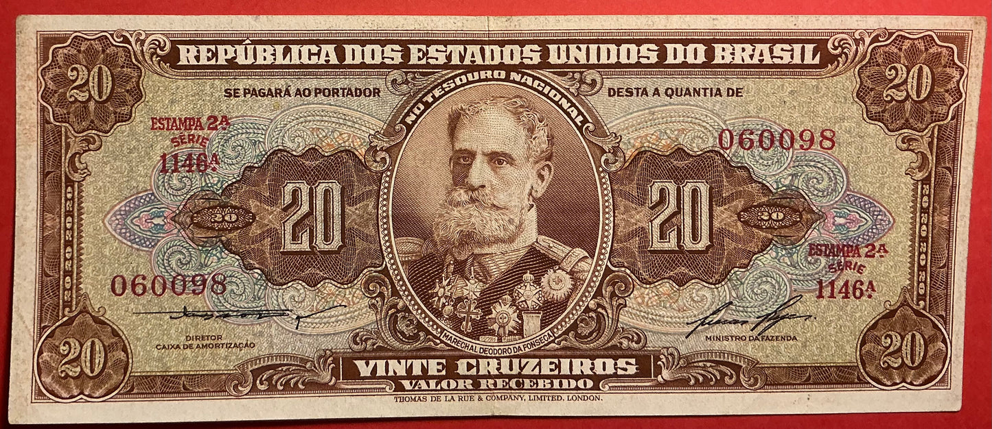 Brazil - 20 Cruzeiros (1955-61) P#160b Kvalitet 1+
