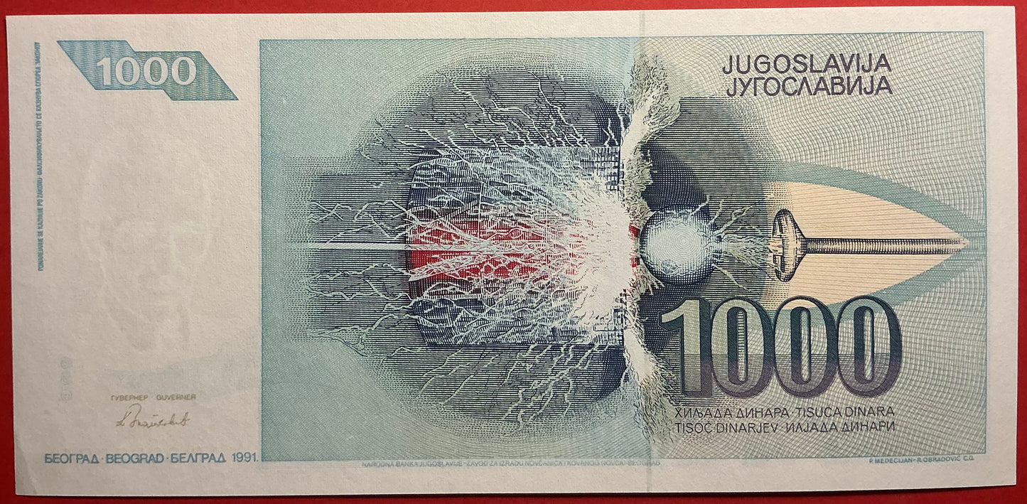 Yugoslavia - 1000 Dinara 1991 P#110 Kvalitet 01/0