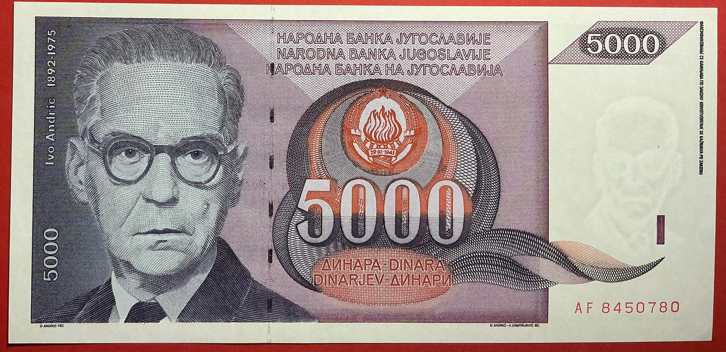 Yugoslavia - 5000 Dinara 1991 P#111 Kvalitet 01/0
