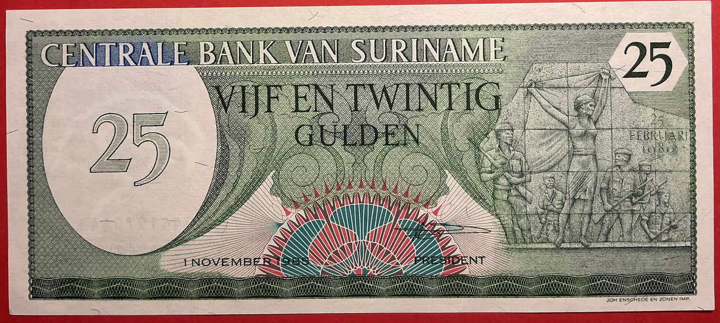 Suriname - 25 Gulden 1.11.1985 P#127b Kvalitet 01