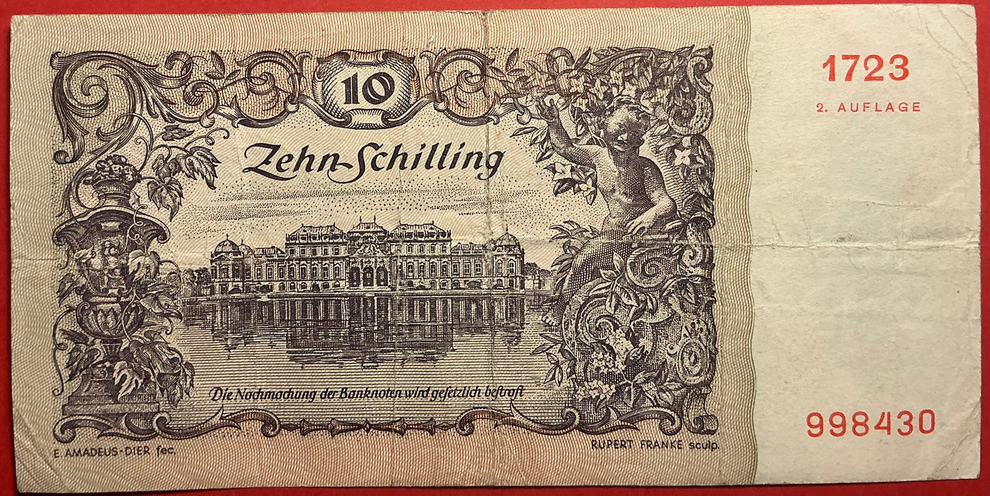 Austria - 10 Schilling 2.1.1950 P#128 Kvalitet 1