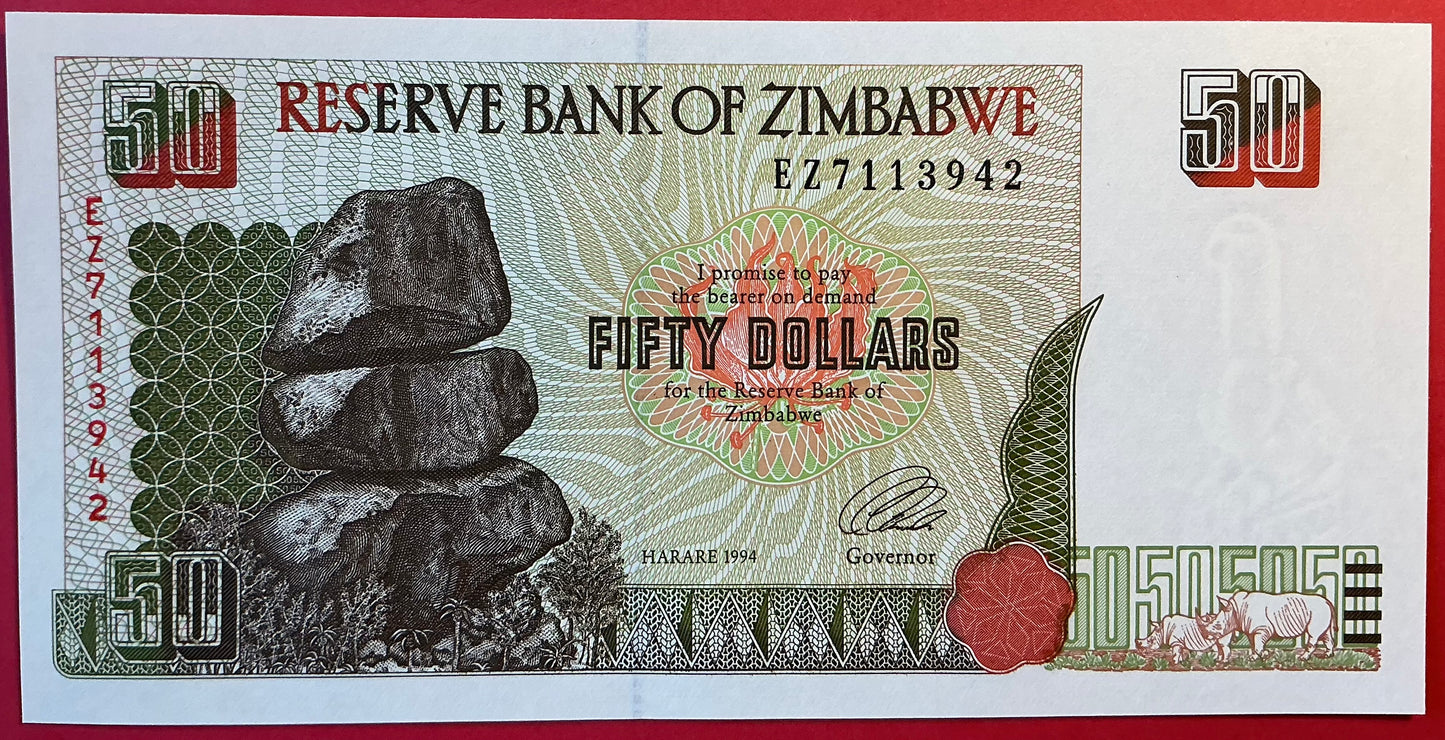 Zimbabwe - 50 Dollars 1994 P#8a Kvalitet 0
