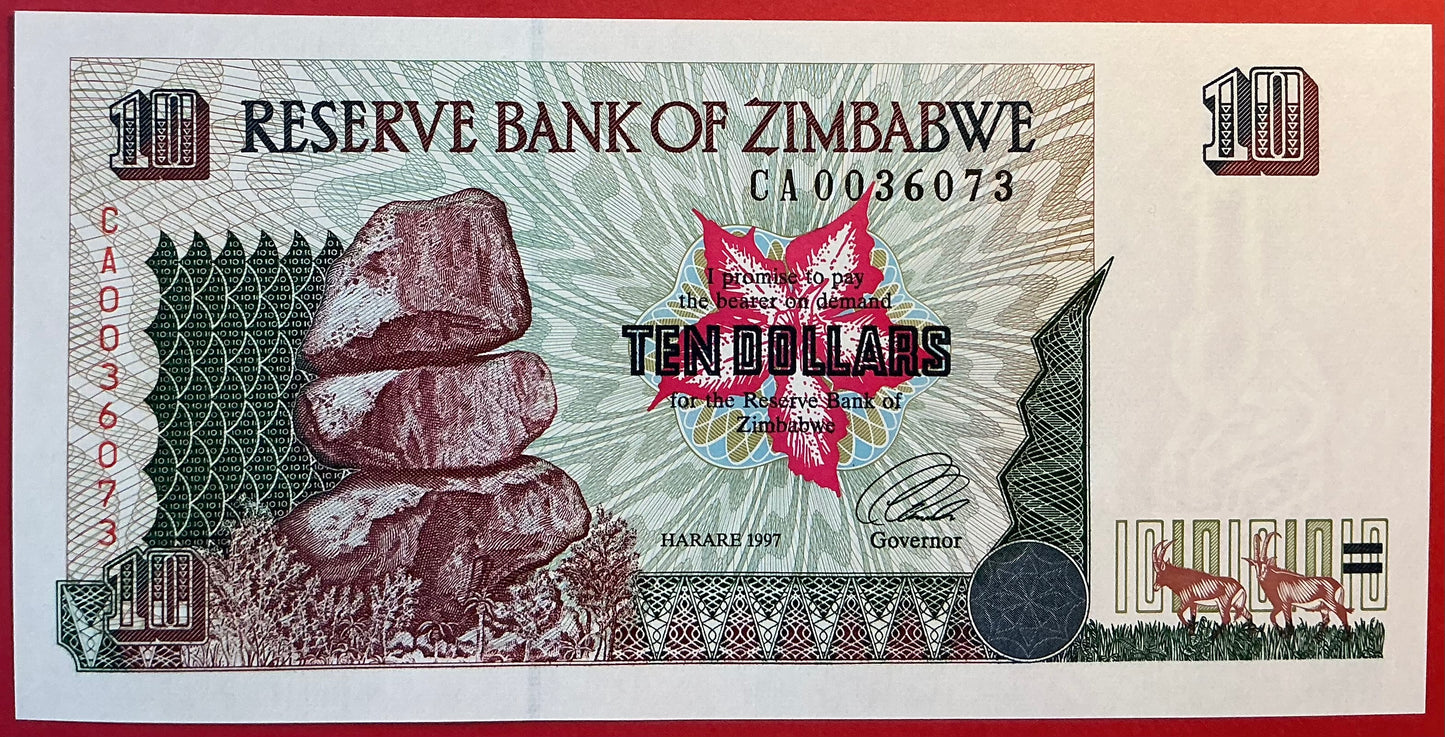 Zimbabwe - 10 Dollars 1997 P#6a Kvalitet 0