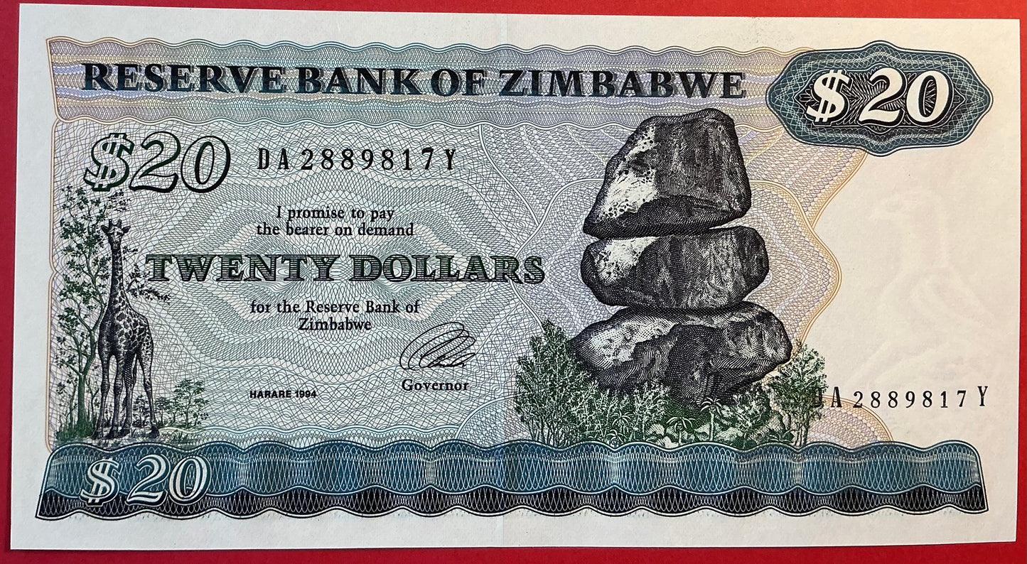 Zimbabwe - 20 Dollars 1994 P#4d Kvalitet 0