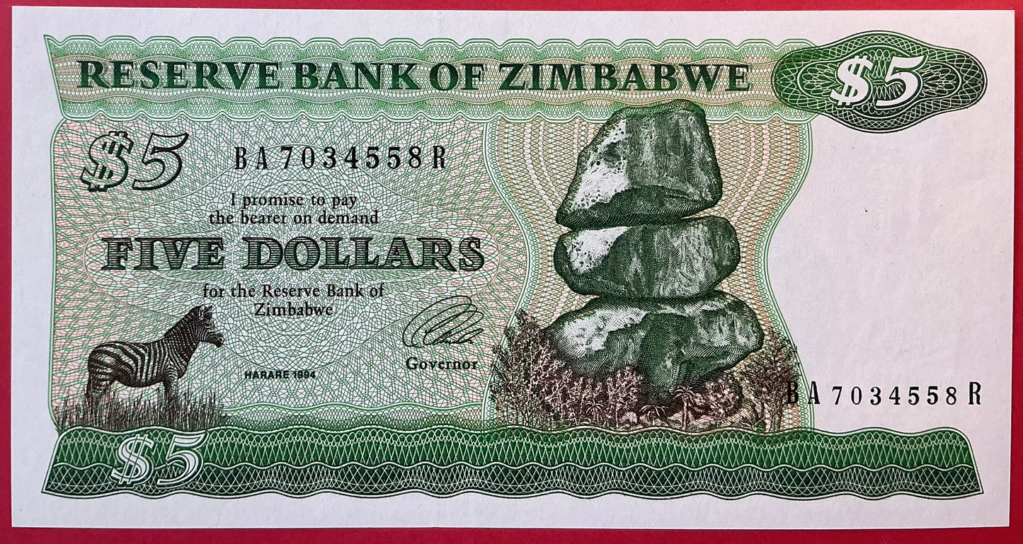 Zimbabwe - 5 Dollars 1994 P#2e Kvalitet 0