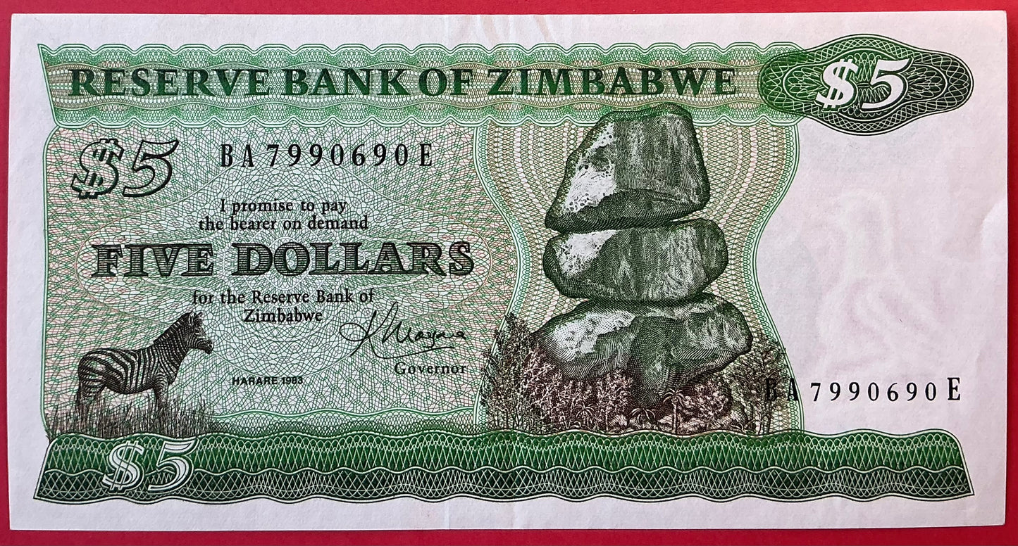 Zimbabwe - 5 Dollars 1983 P#2c Kvalitet 01